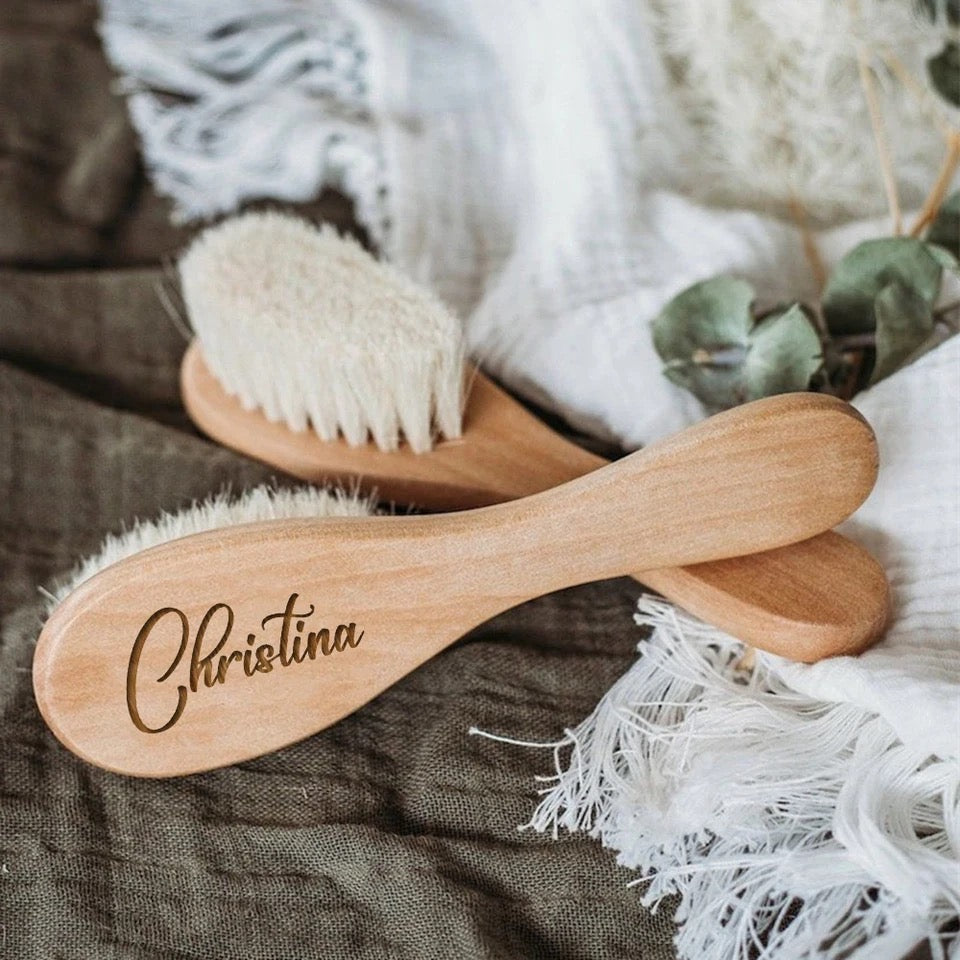 Personalized Wooden Baby Hair Brush