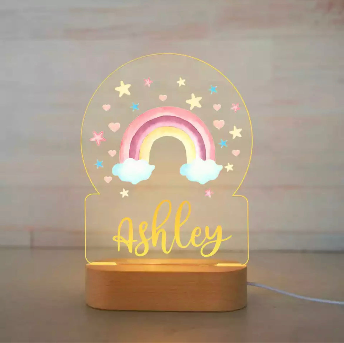 Personalized Children Animal LED USB Night Light - Custom Name Acrylic Lamp