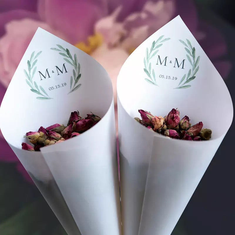 Personalized Wedding Cones - Set of 30