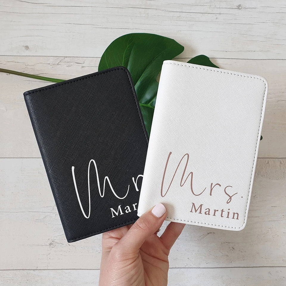 Personalized Passport Holder and Luggage Tag Travel Set