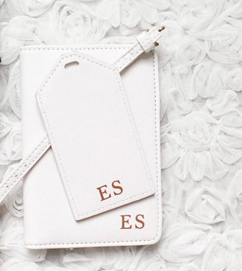 Personalized Passport Holder and Luggage Tag Travel Set
