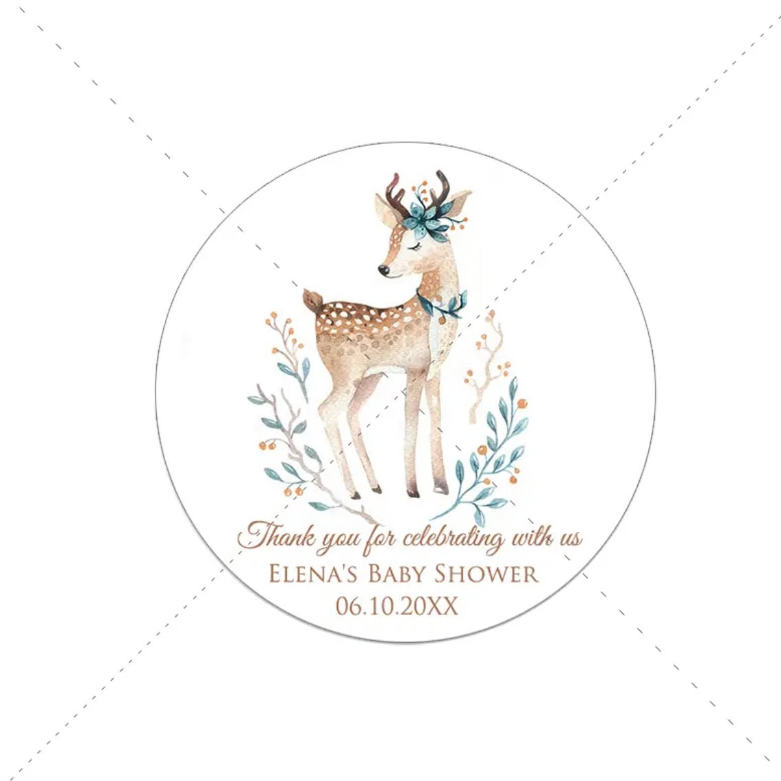 Personalized Woodland Animal Baby Shower Stickers - 108 pcs