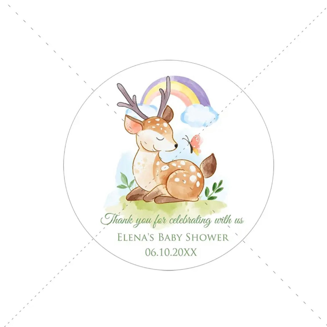Personalized Woodland Animal Baby Shower Stickers - 108 pcs