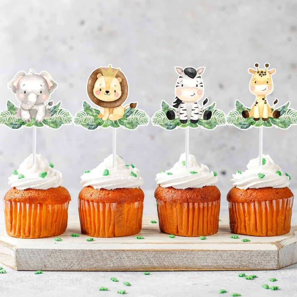 Jungle Animal Cupcake Cake Toppers - Party Decorations