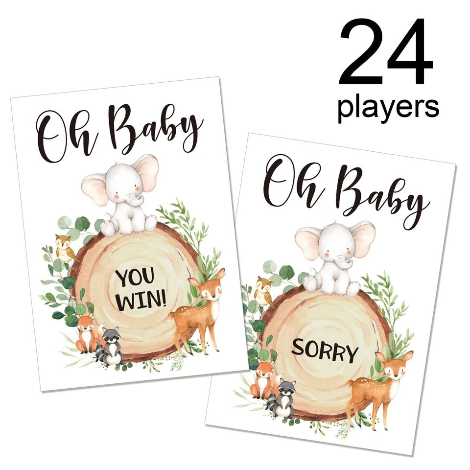 Oh Baby Scratch Game Cards with 3 Winners - Woodland Animal Design