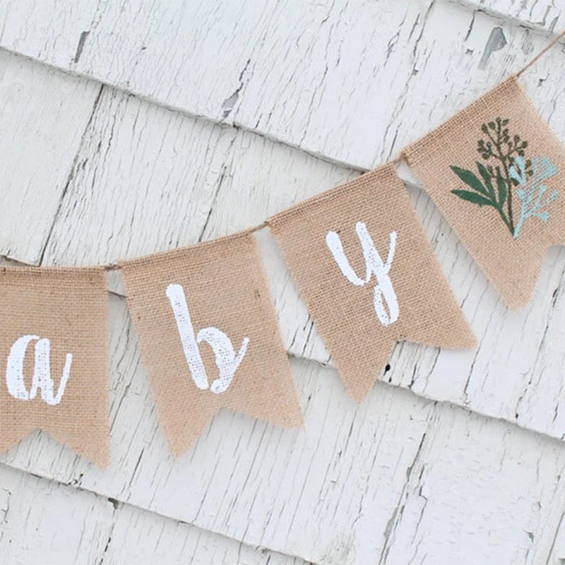 Burlap Greenery Oh Baby Shower Bunting Banner