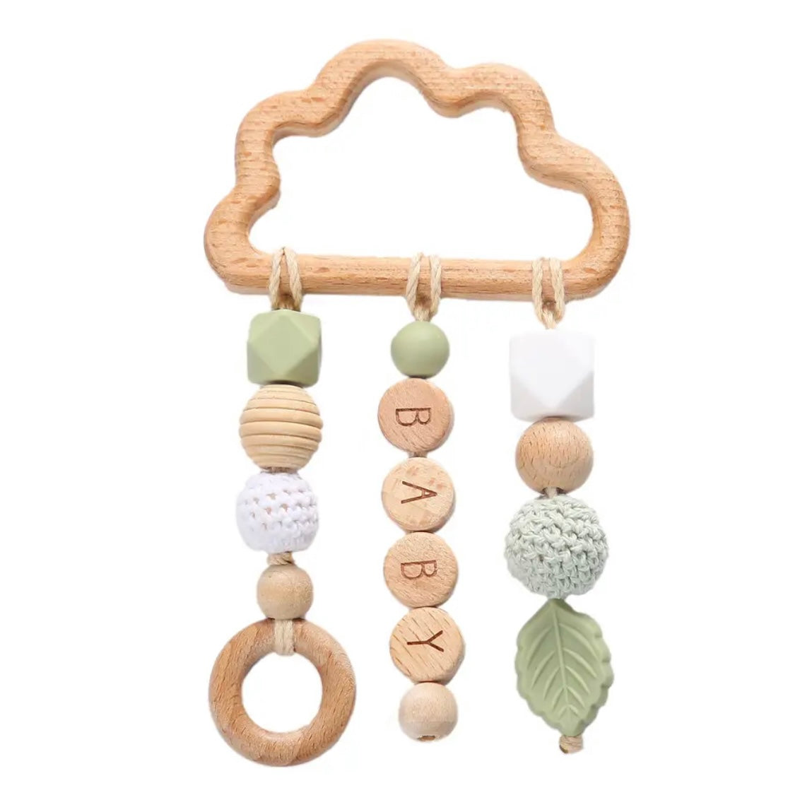 Personalized Wooden Teething Rattle Toy