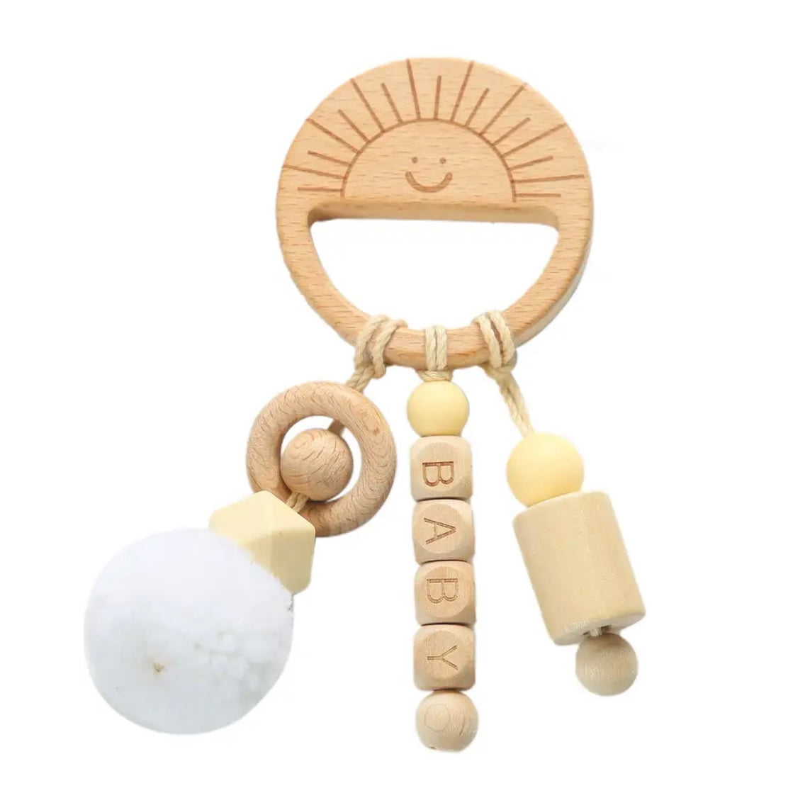 Personalized Wooden Teething Rattle Toy