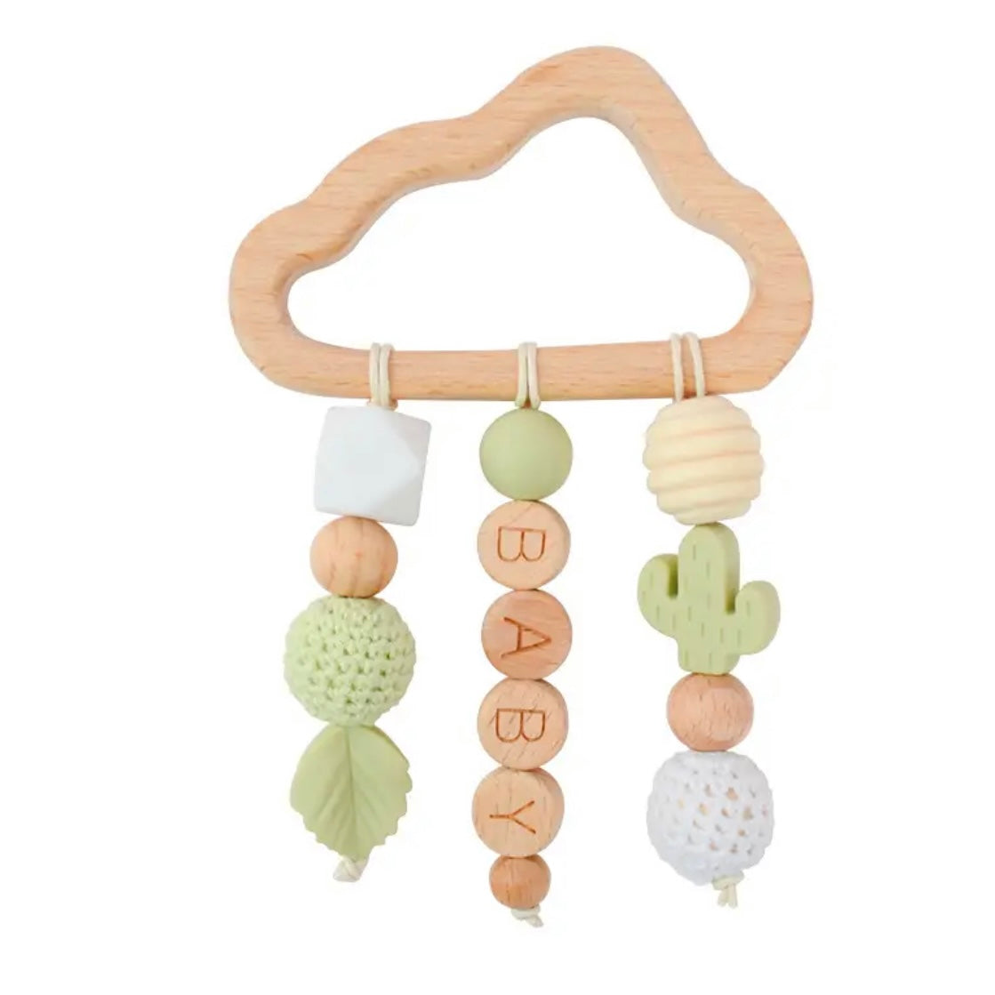 Personalized Wooden Teething Rattle Toy