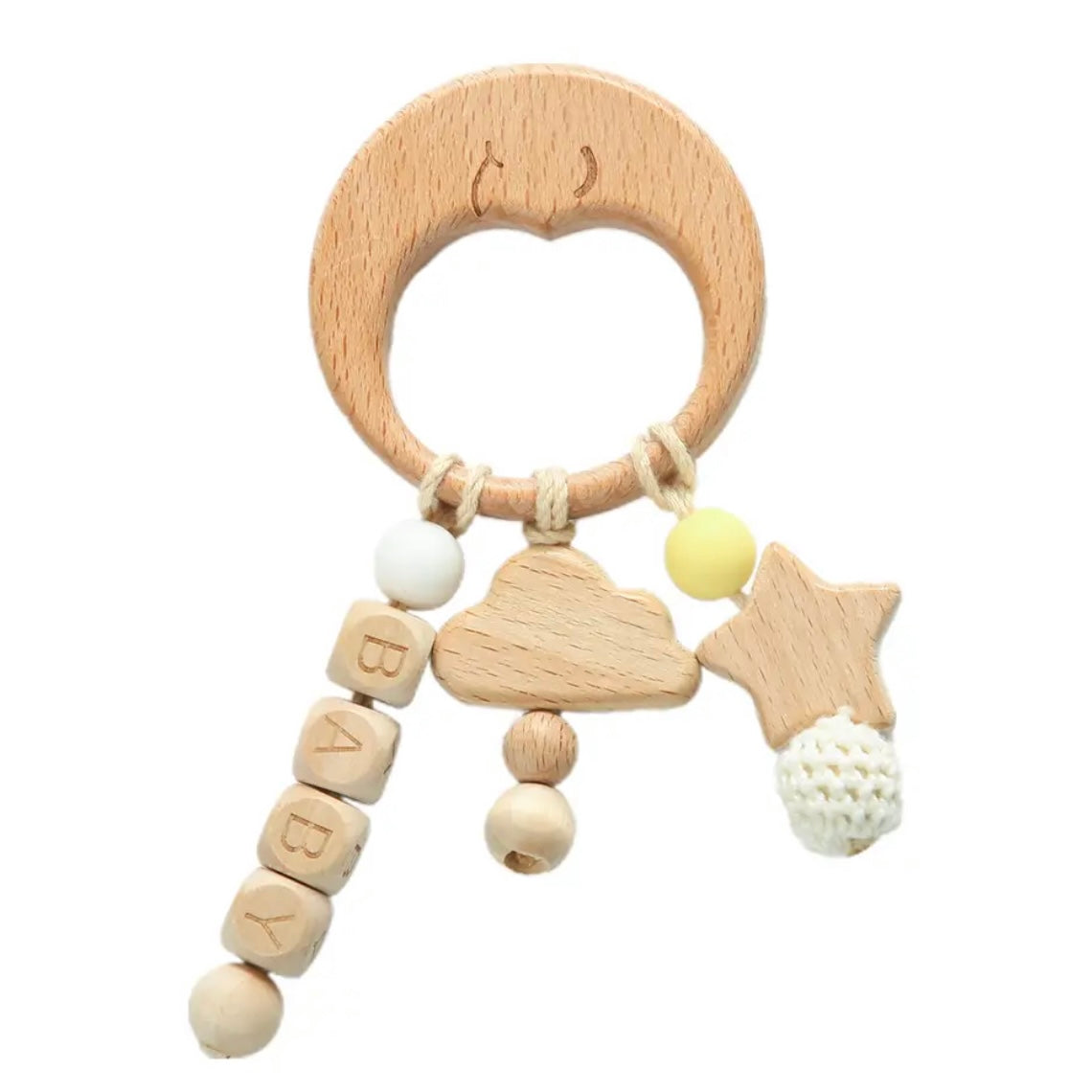 Personalized Wooden Teething Rattle Toy