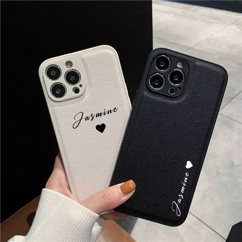 Heartfelt Personalizable Faux Leather iPhone Case