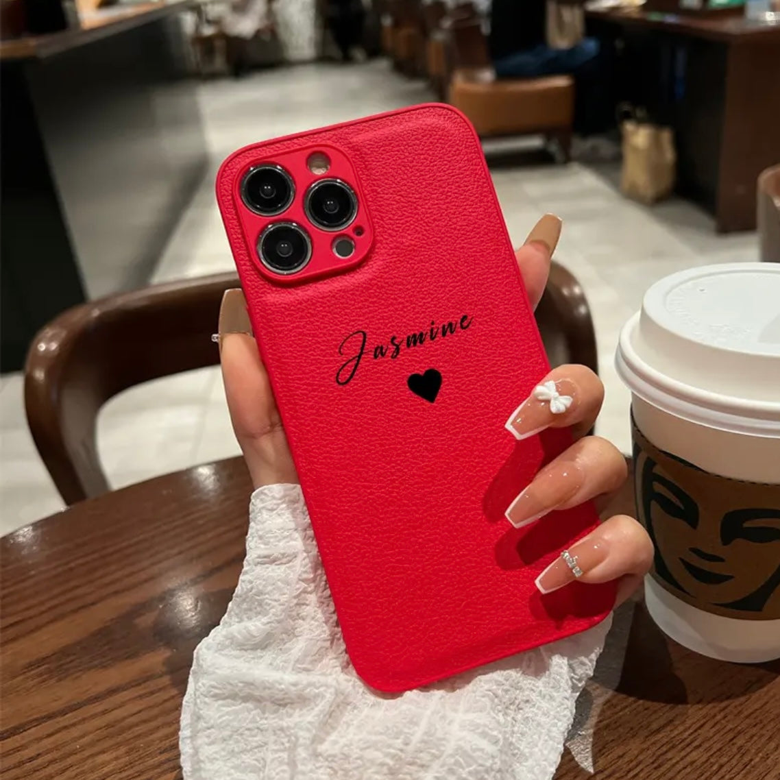 Heartfelt Personalizable Faux Leather iPhone Case
