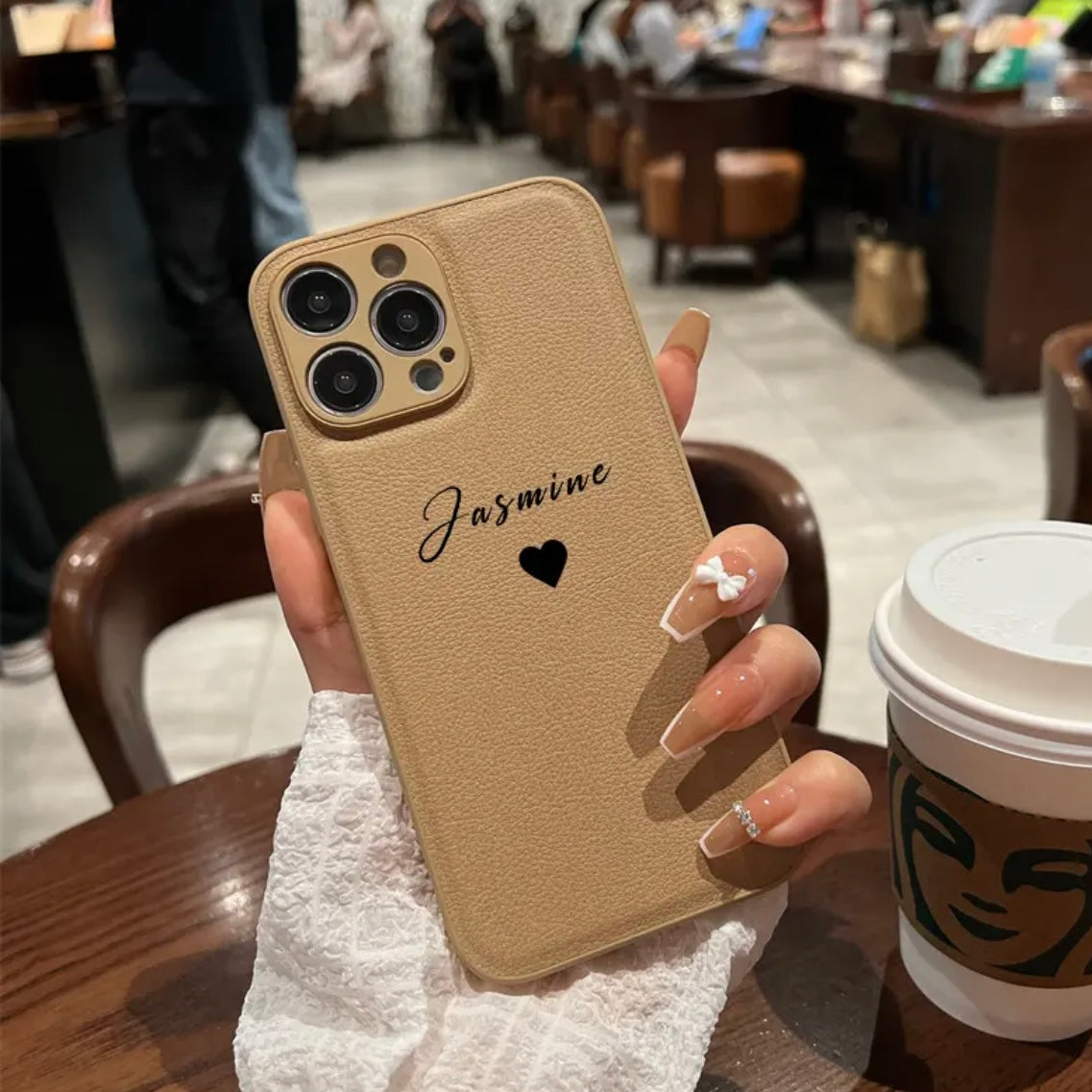 Heartfelt Personalizable Faux Leather iPhone Case