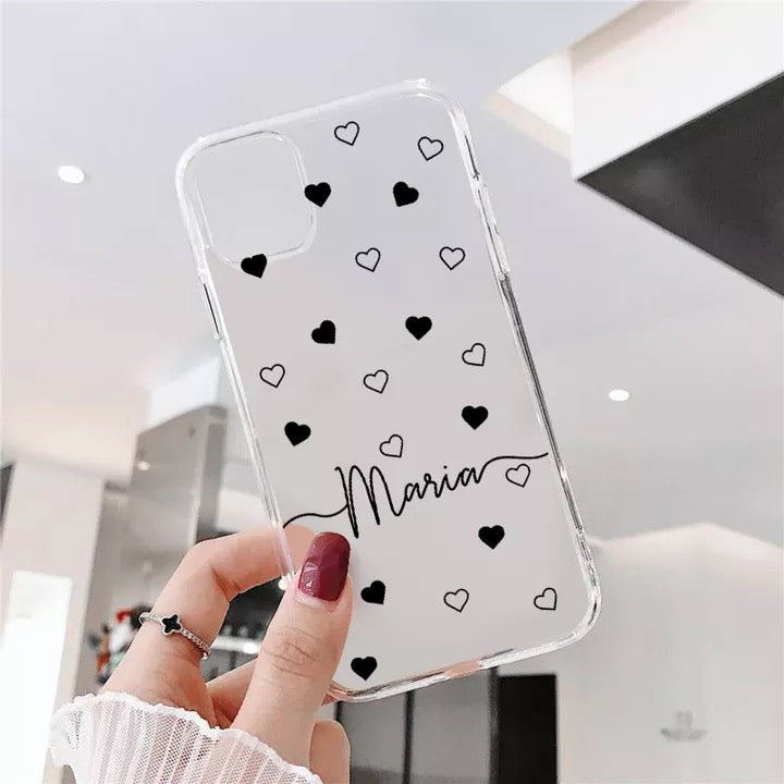 Personalized Clear Heart Design iPhone Case