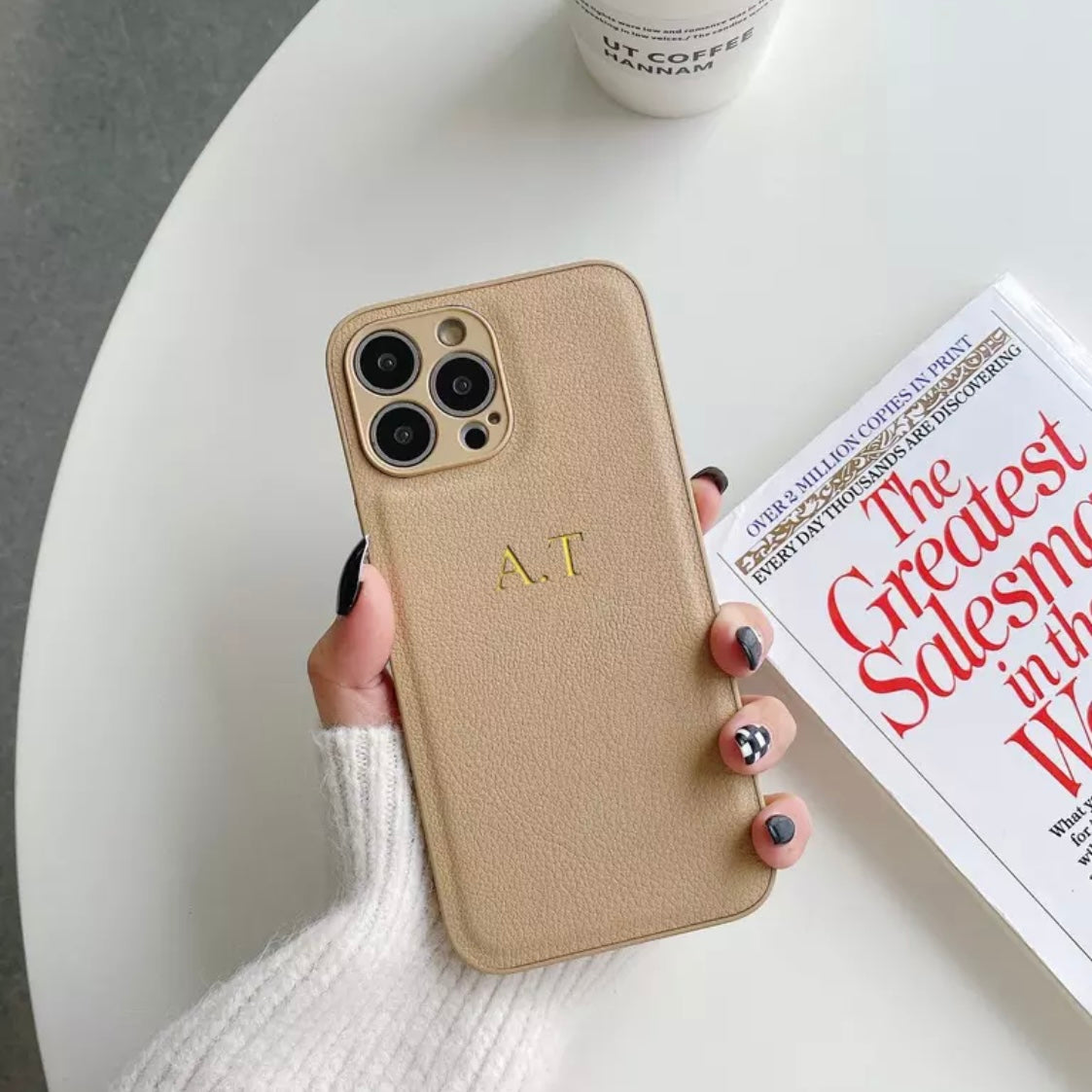 Personalized Initials Faux Leather iPhone Case