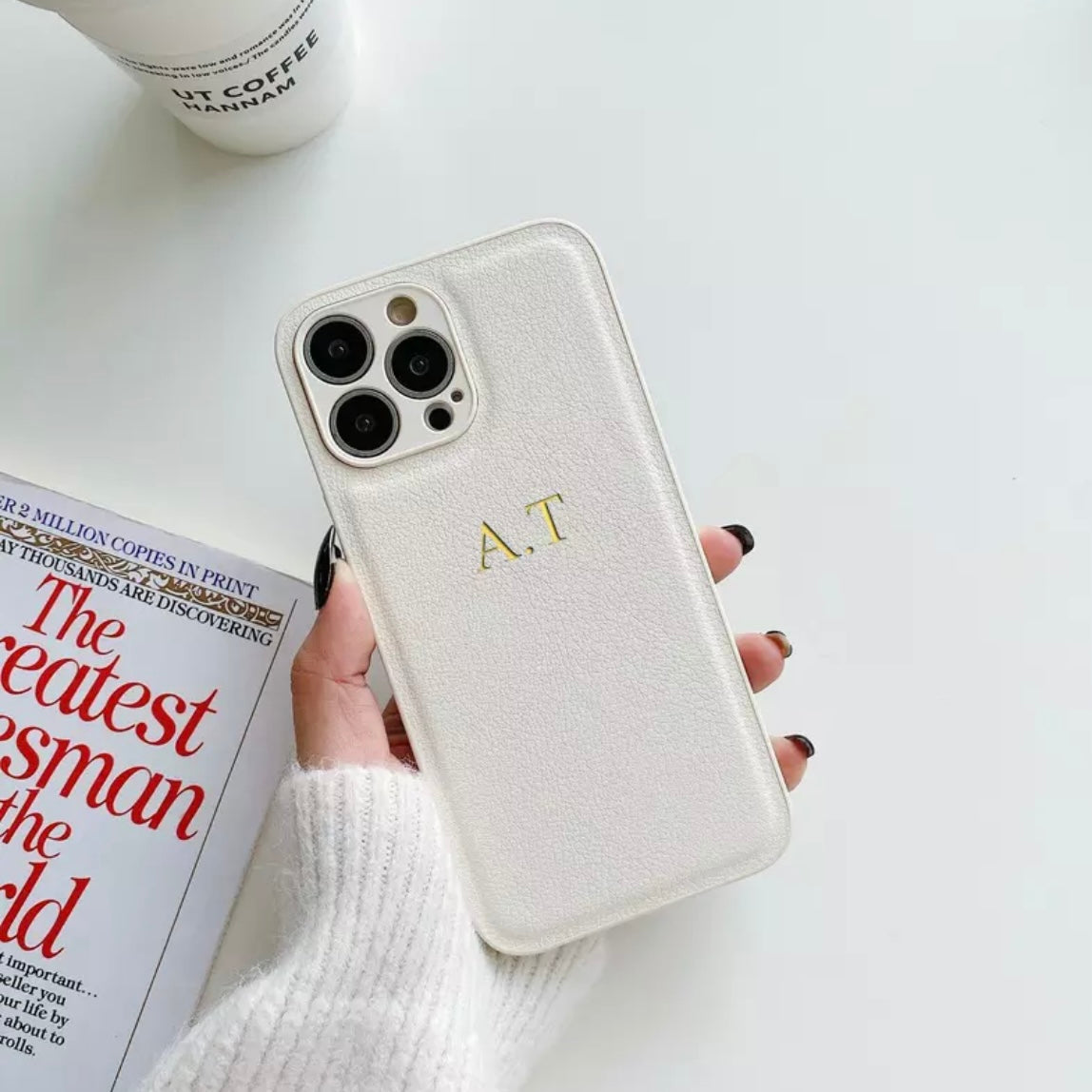 Personalized Initials Faux Leather iPhone Case