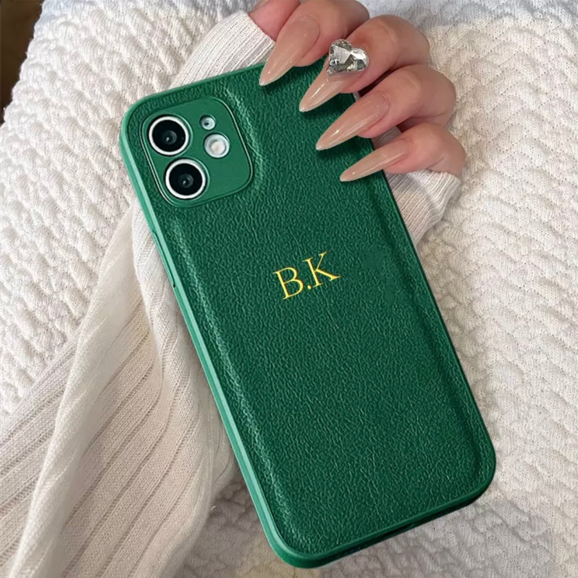 Personalized Initials Faux Leather iPhone Case