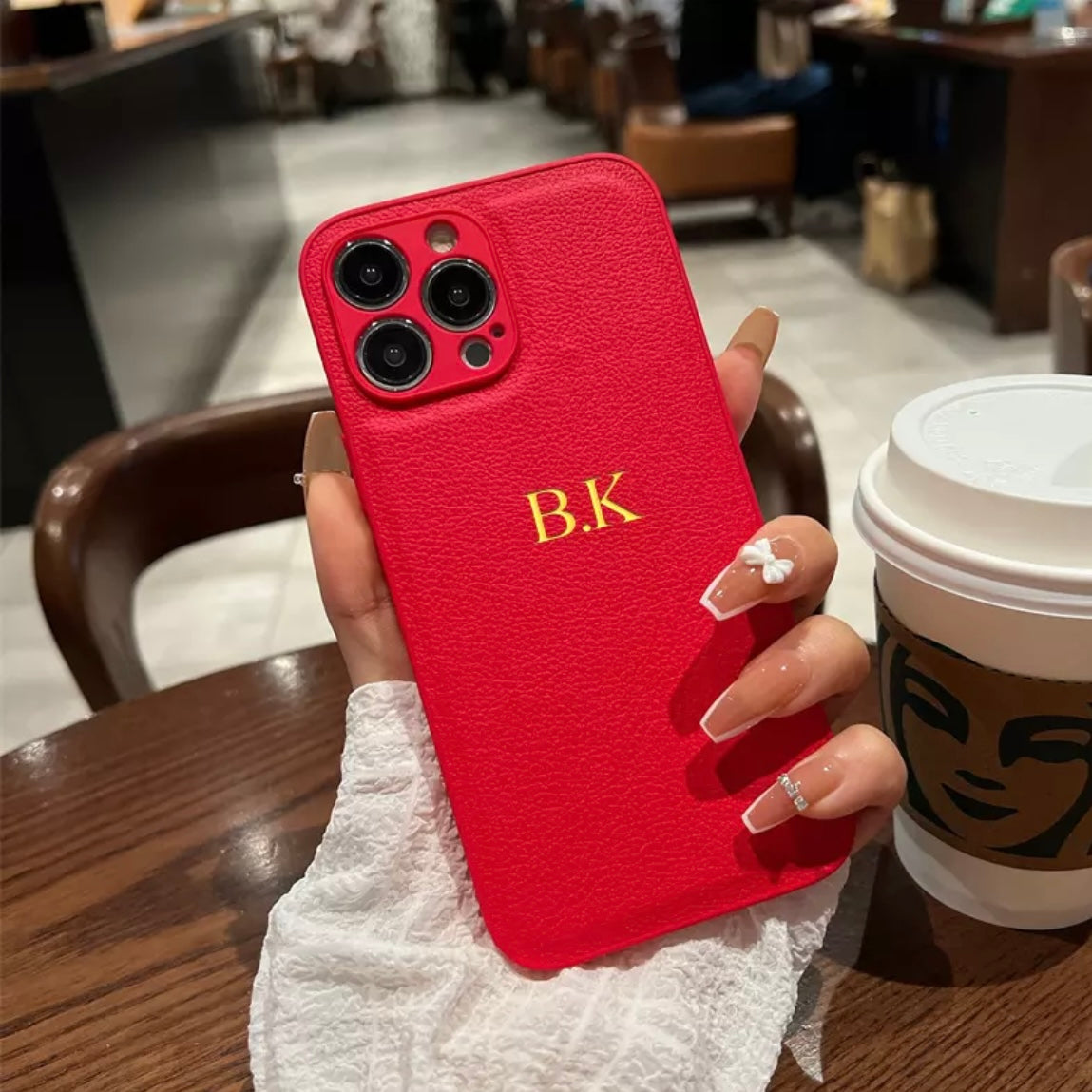 Personalized Initials Faux Leather iPhone Case