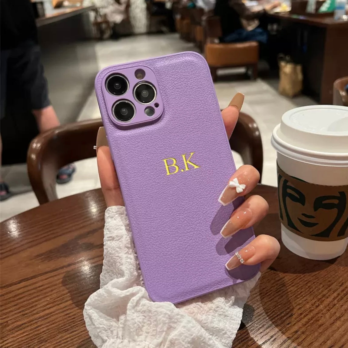 Personalized Initials Faux Leather iPhone Case