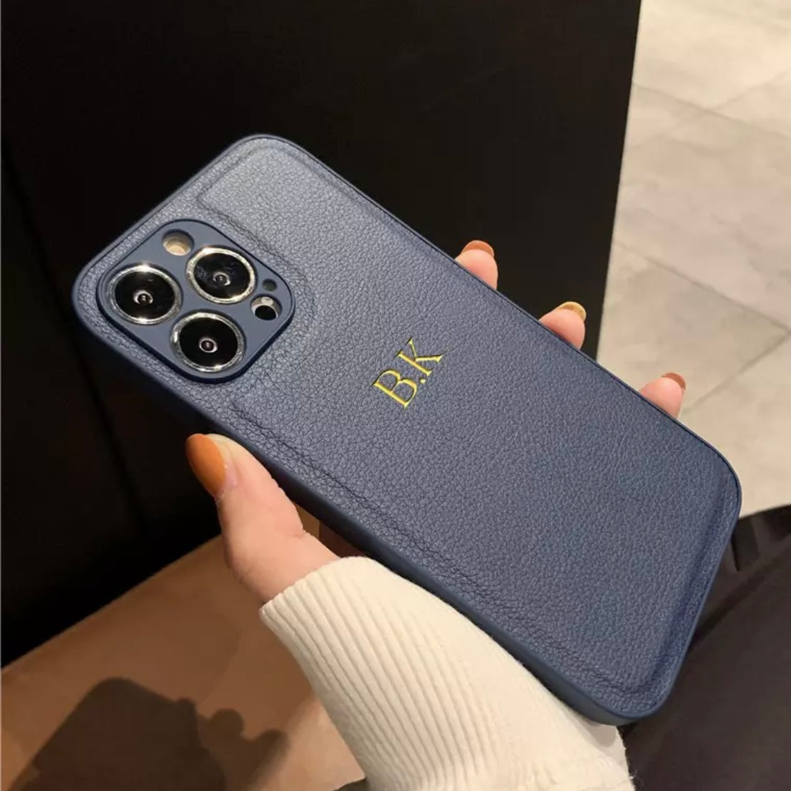 Personalized Initials Faux Leather iPhone Case