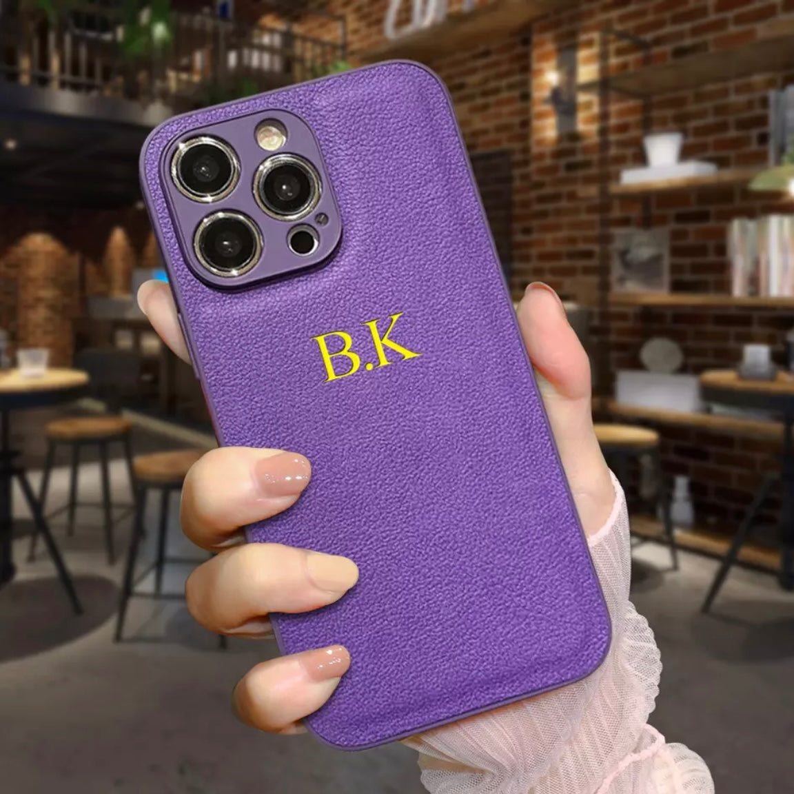 Personalized Initials Faux Leather iPhone Case