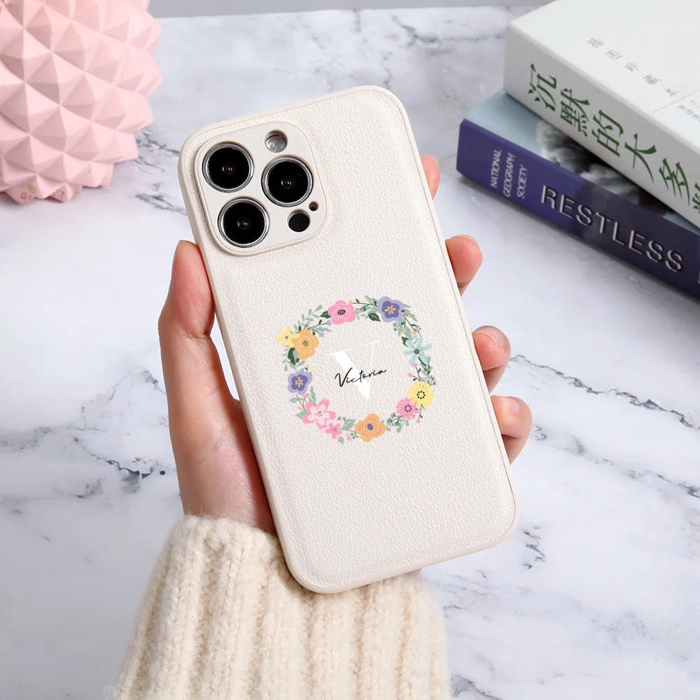 Personalized Floral Wreath iPhone Case