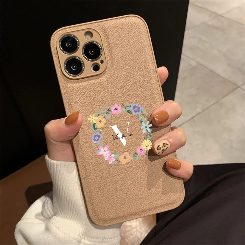 Personalized Floral Wreath iPhone Case