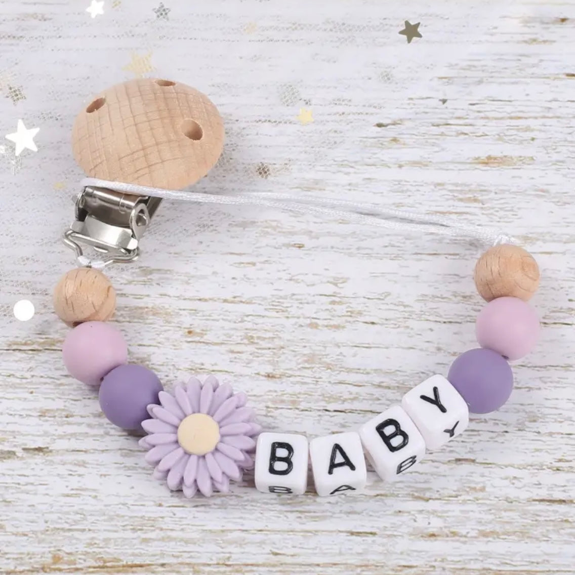 Personalized Daisy Pacifier Clip