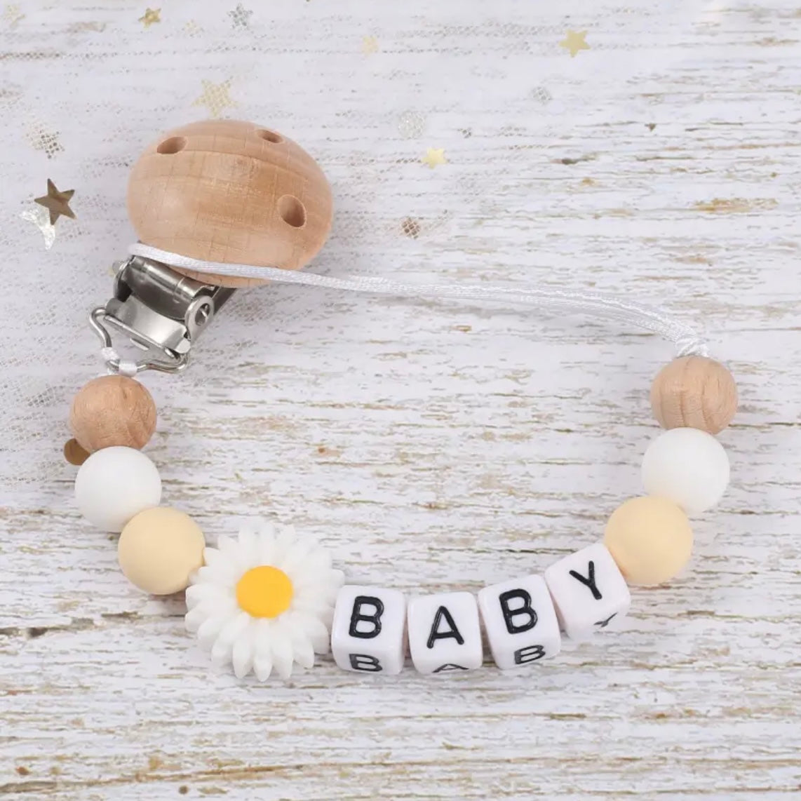Personalized Daisy Pacifier Clip