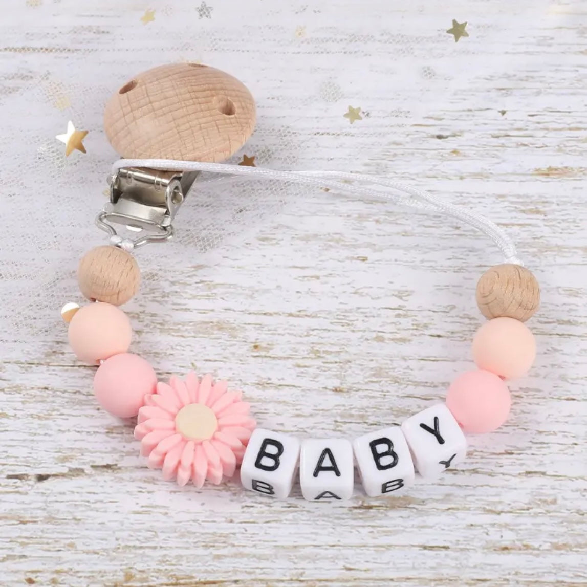 Personalized Daisy Pacifier Clip