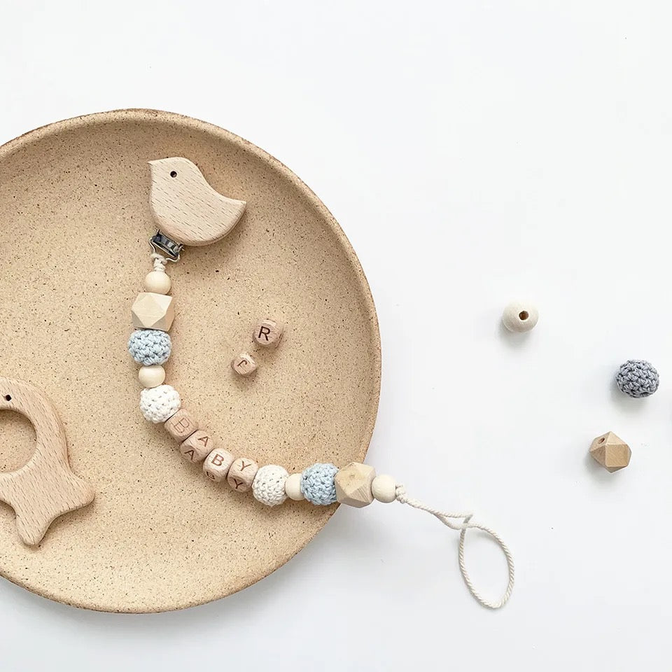 Personalized Wooden Bird Pacifier Clip