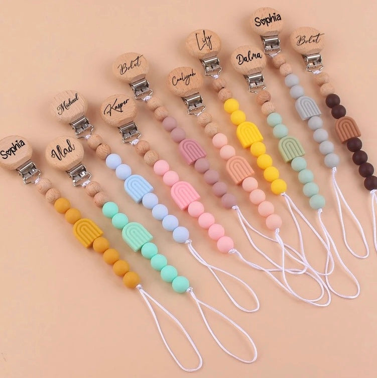 Bold Rainbow Personalized Pacifier Clip