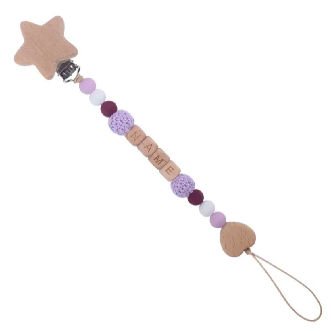 Personalized Wooden Star Pacifier Clip