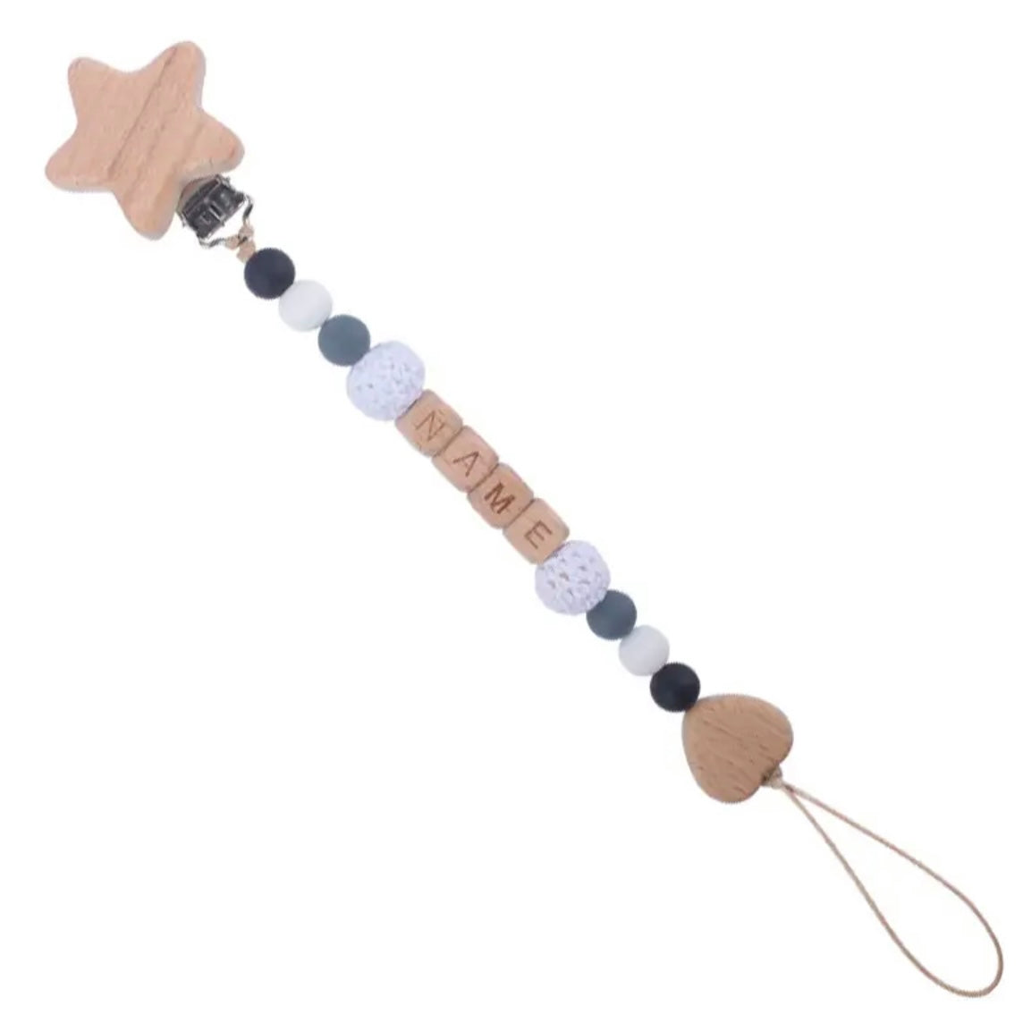 Personalized Wooden Star Pacifier Clip