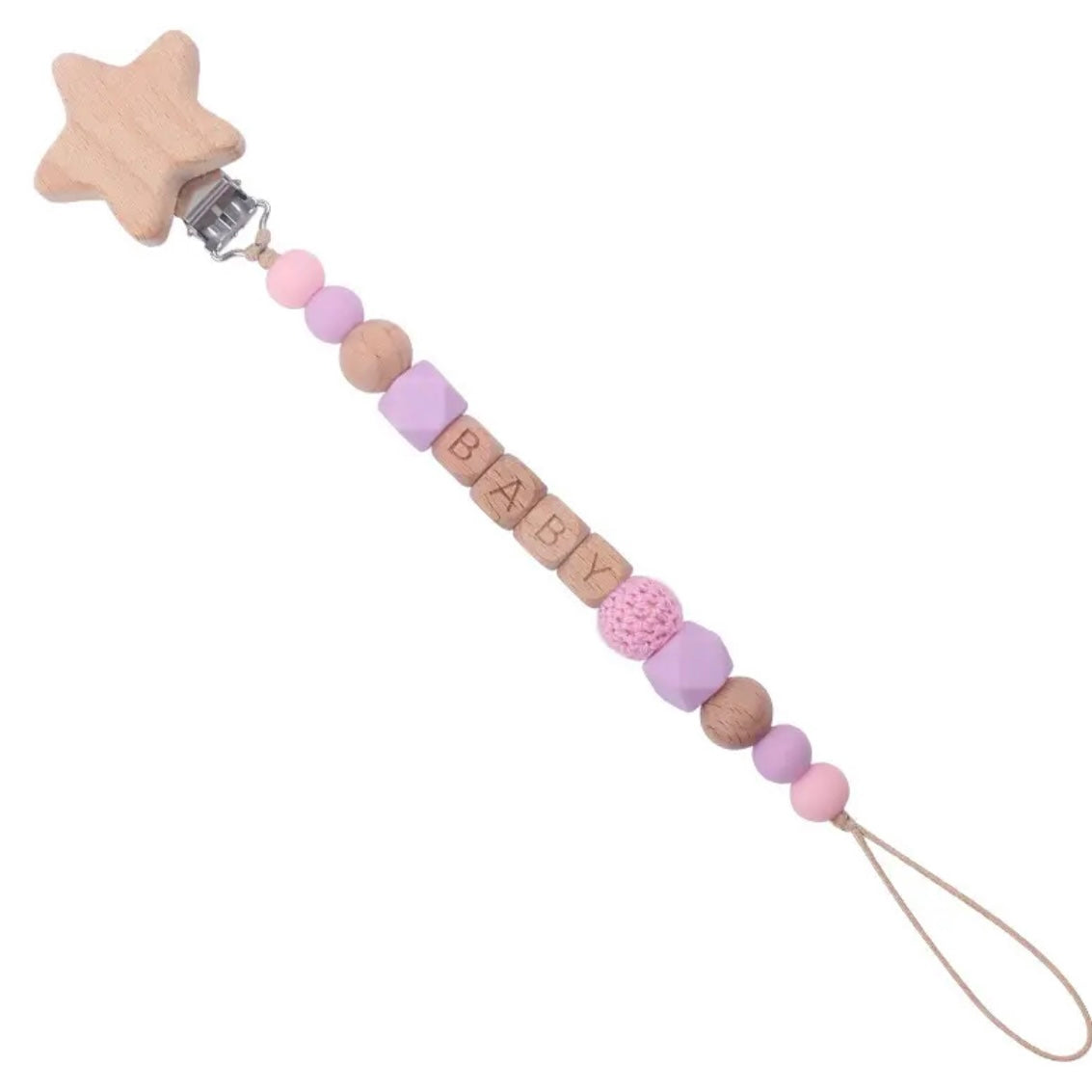 Personalized Wooden Star Pacifier Clip