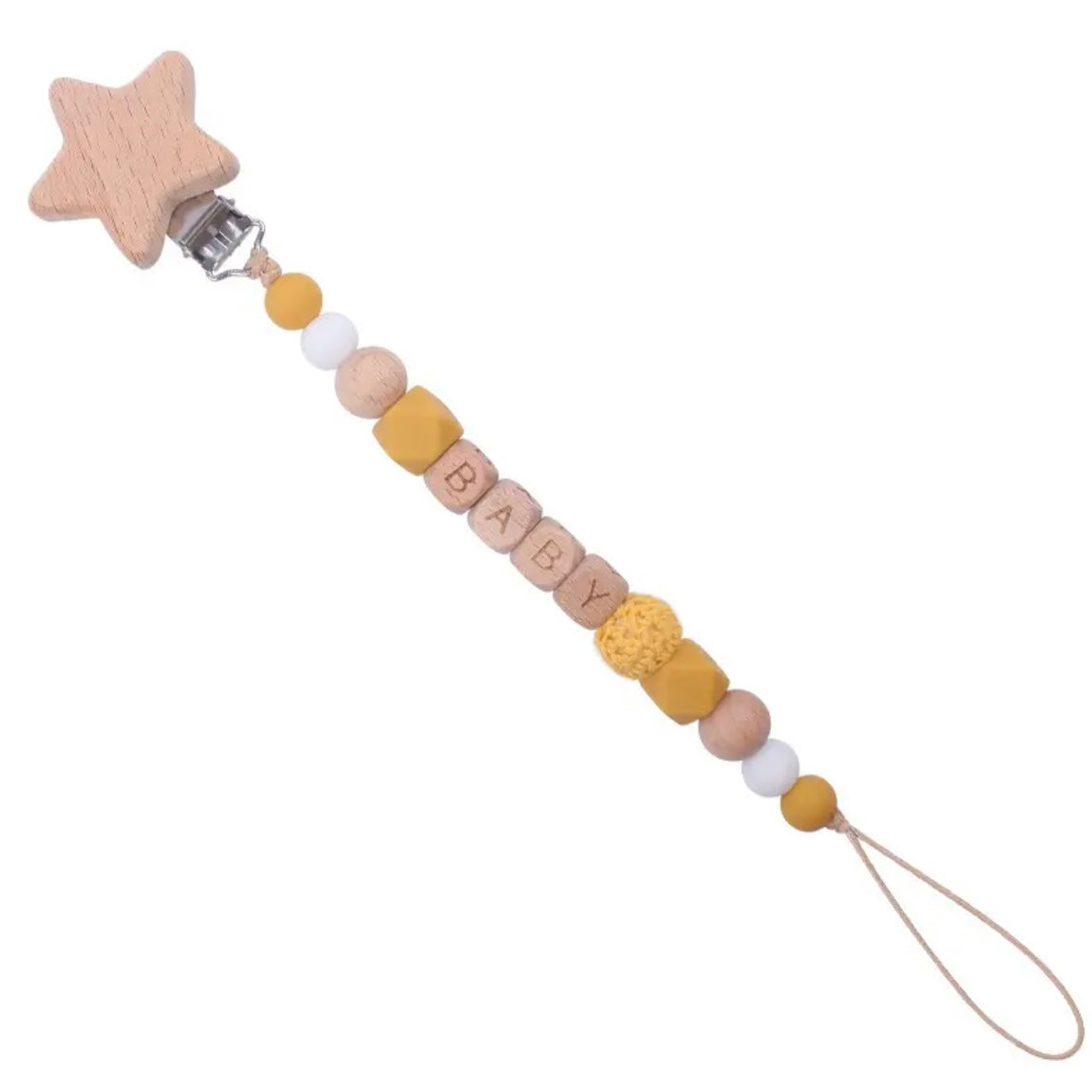Personalized Wooden Star Pacifier Clip