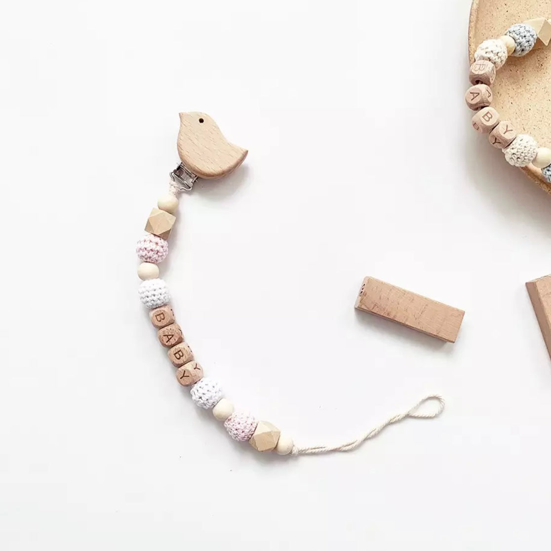 Personalized Wooden Bird Pacifier Clip