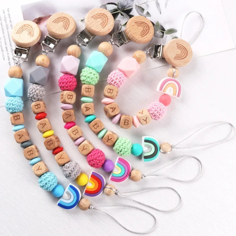 Rainbow Personalized Pacifier Clip