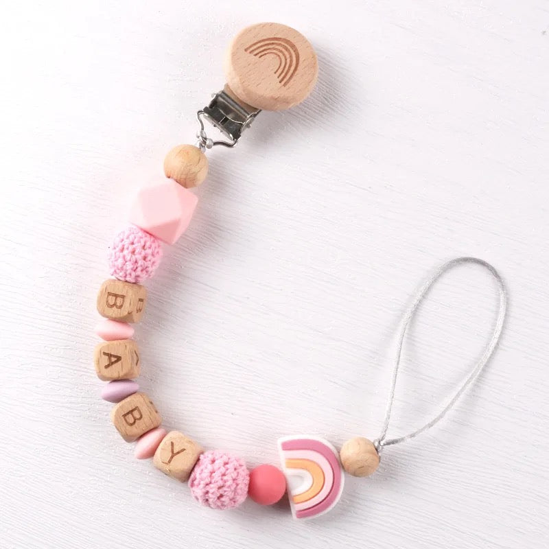 Rainbow Personalized Pacifier Clip