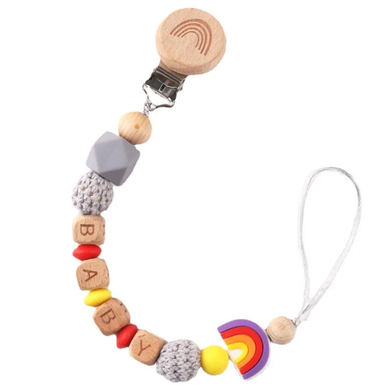 Rainbow Personalized Pacifier Clip