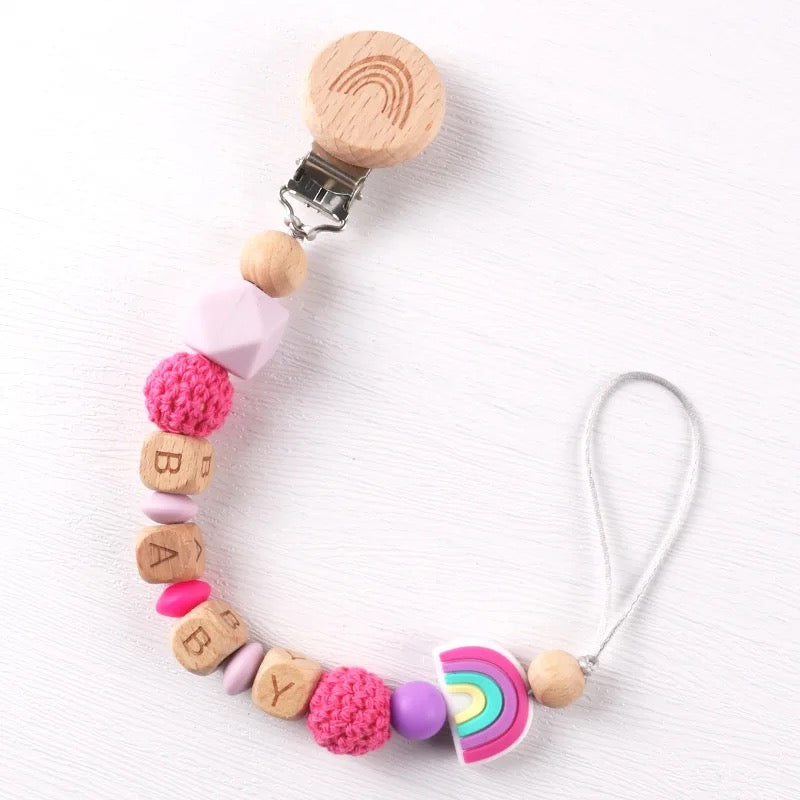 Rainbow Personalized Pacifier Clip