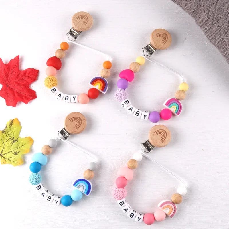 Rainbow Personalized Pacifier Clip