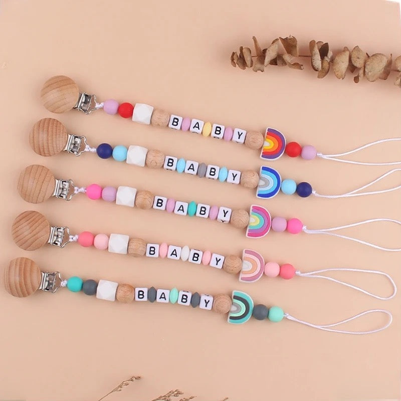 Rainbow Personalized Pacifier Clip