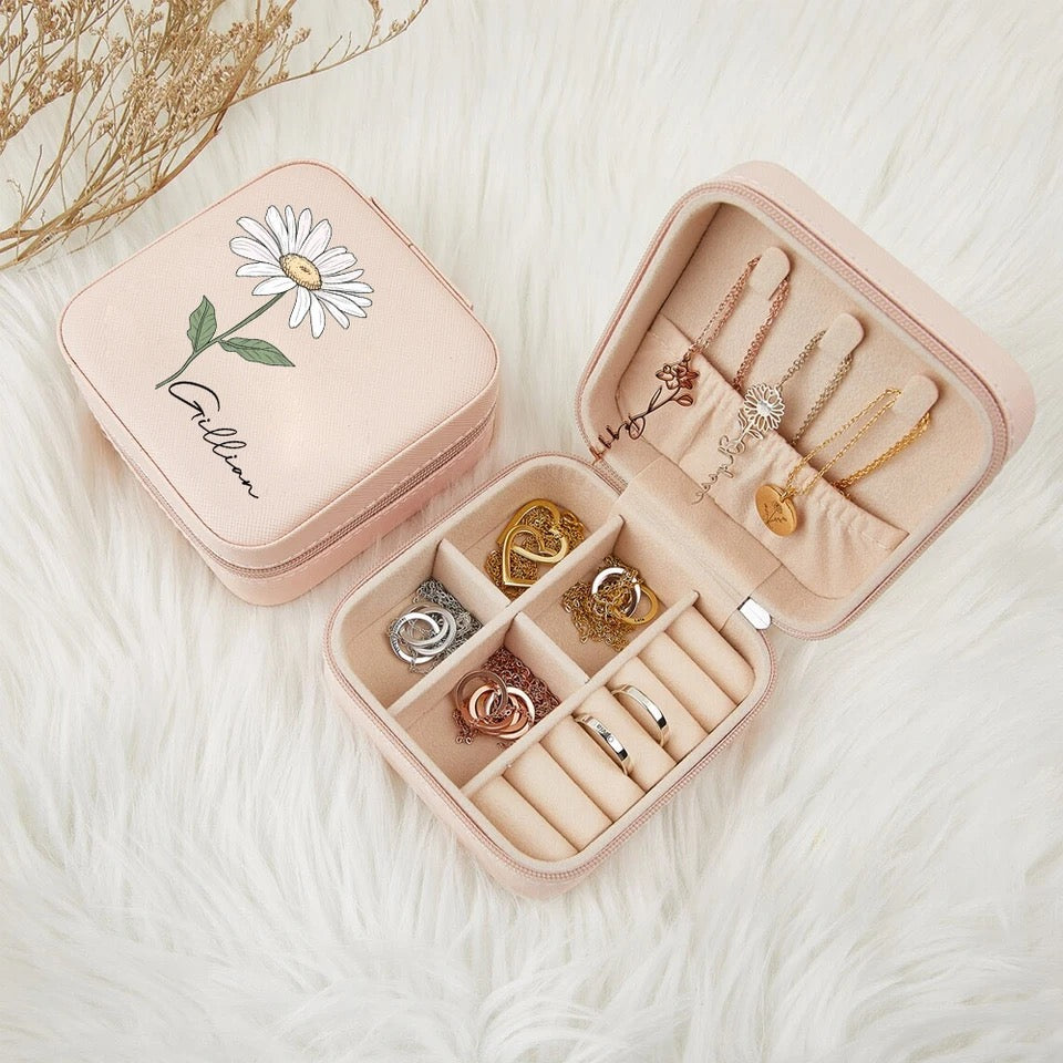 Personalized Jewelry Box with Vibrant Birth Flower