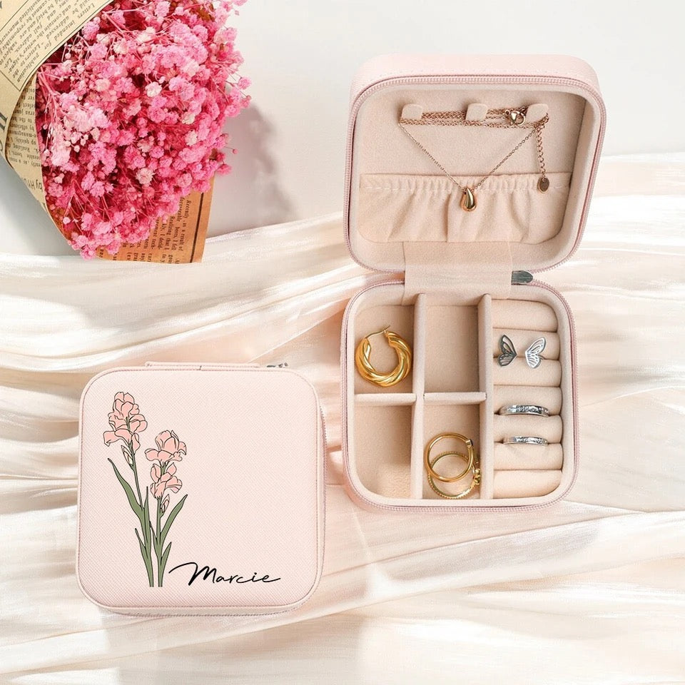 Personalized Jewelry Box with Vibrant Birth Flower
