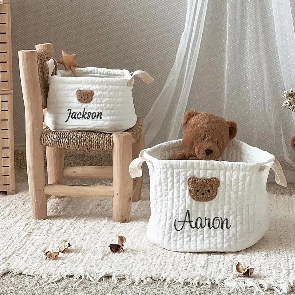 Baby Bear Storage Basket with embroidered name