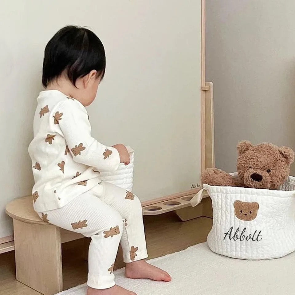 Baby Bear Storage Basket with embroidered name