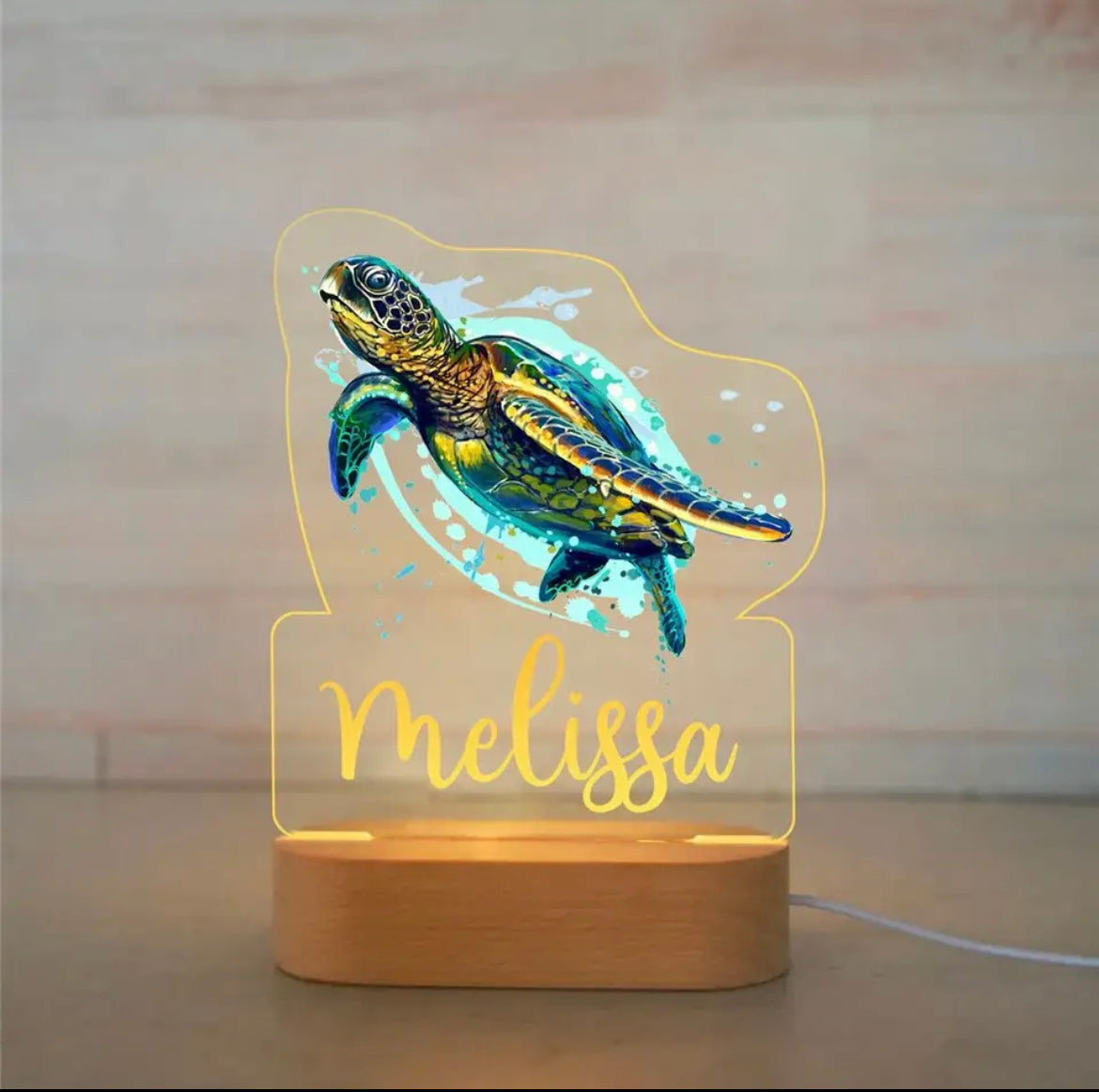 Personalized Children Animal LED USB Night Light - Custom Name Acrylic Lamp