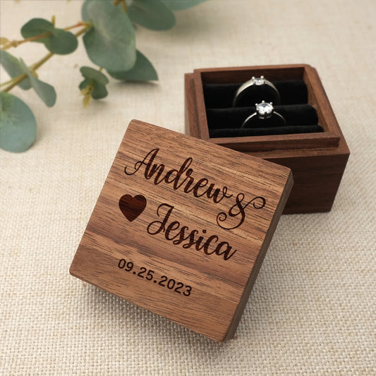 Square Wooden Customized Ring Box