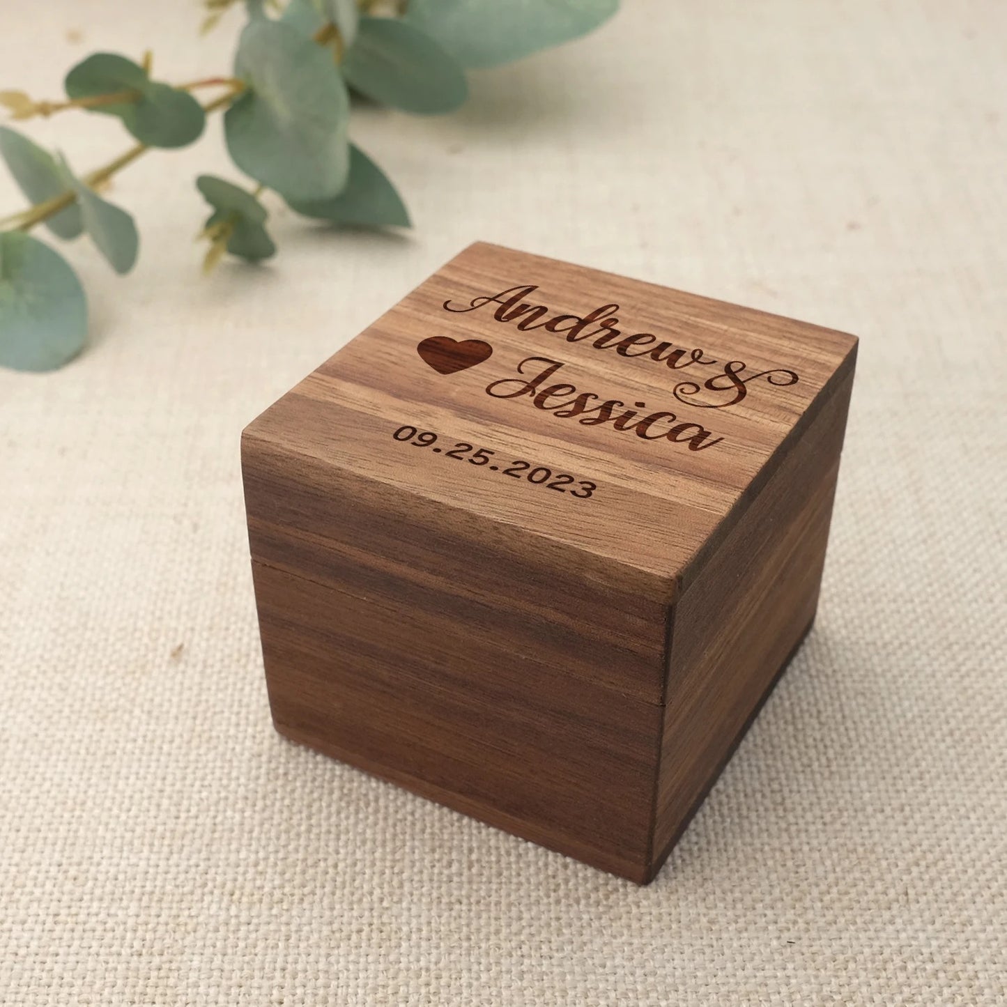 Square Wooden Customized Ring Box